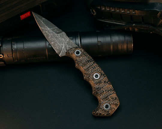 3"  HUMINT- Black Burlap Micarta, Allen Bolts, Chaos Grip