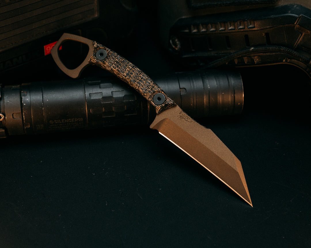 SHPOS - Black Burlap Micarta, Midnight Bronze Cerakote, Allen Bolts, Iron Grip