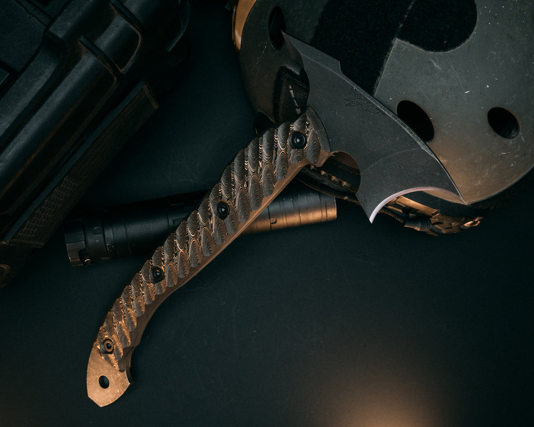 Crescent Hawk- Gold Camo Carbon, Allen Bolts, Iron Grip, Open Teng