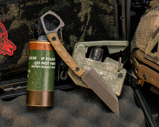 SOPHS- OD Green Canvas Micarta, CF Pins, Textured Grip