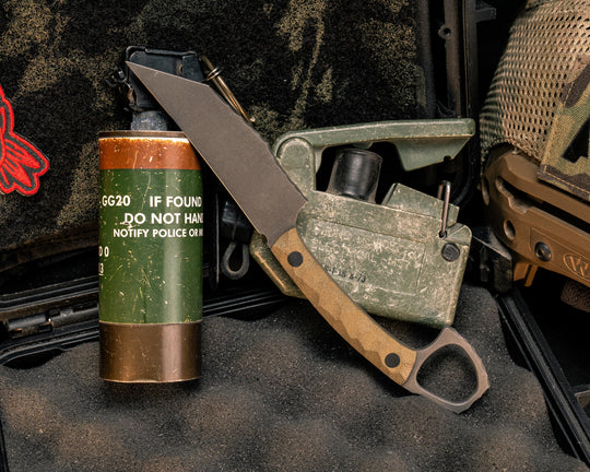 SOPHS- OD Green Canvas Micarta, CF Pins, Textured Grip