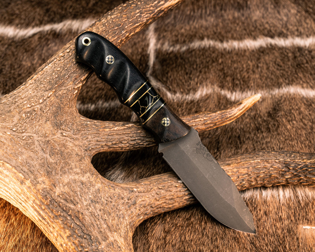 Disaster Jr- African Blackwood, Black G10 and Brass Pin Striping, Black G10 and Black with Gold Web Tru-stone Split, Ebony, Mosaic Pins, Brass Lanyard Pin, Textured Grip