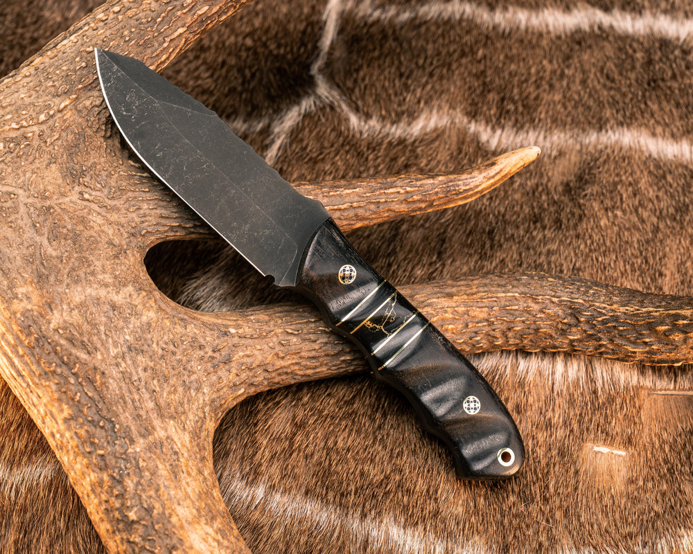 Disaster Jr- African Blackwood, Black G10 and Brass Pin Striping, Black G10 and Black with Gold Web Tru-stone Split, Ebony, Mosaic Pins, Brass Lanyard Pin, Textured Grip