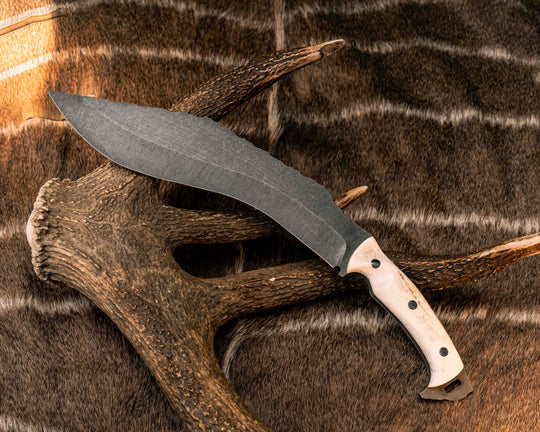 Kukri- Elk antler, Mosaic Pins, Textured Grip