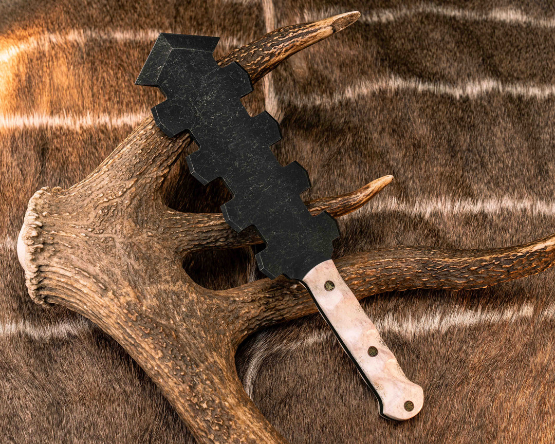 Mini Macuahuitl- Elk antler, Mosaic Pins, Textured Grip