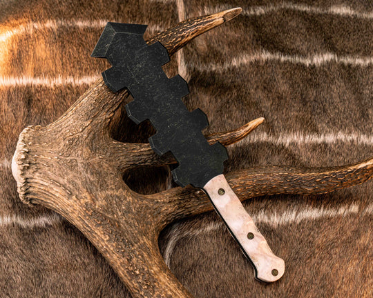 Mini Macuahuitl- Elk antler, Mosaic Pins, Textured Grip