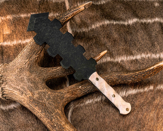 Mini Macuahuitl- Elk antler, Mosaic Pins, Textured Grip