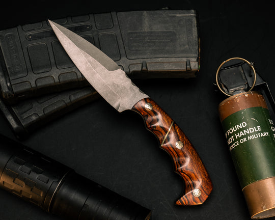 4" HUMINT- Desert Ironwood, Brass Split, Mosaic Pins, Grooved Grip