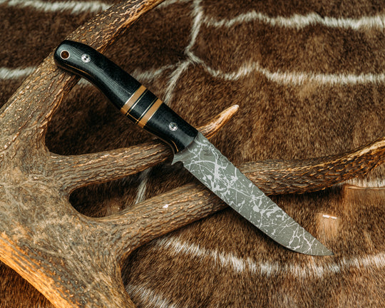 Crow Breakdown- Black Burlap Micarta, Brass, Coyote G10, Black G10, Brass and Black Canvas Micarta Split, Mosaic Pins, Brass Lanyard Pin, Contoured Grip
