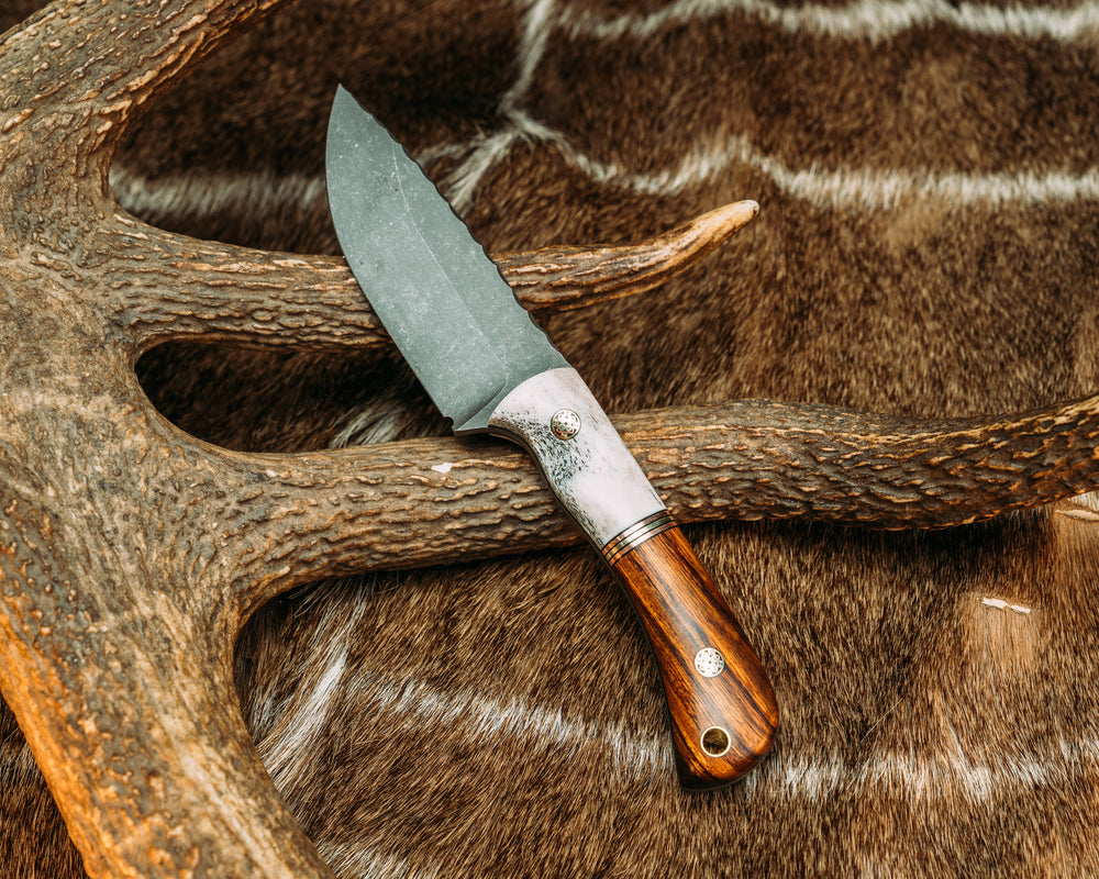 Cav Jr- Black G10, Copper and Brass Pin Striping, Desert Ironwood, Mosaic Pins, Brass Lanyard Pin, Contoured Grip