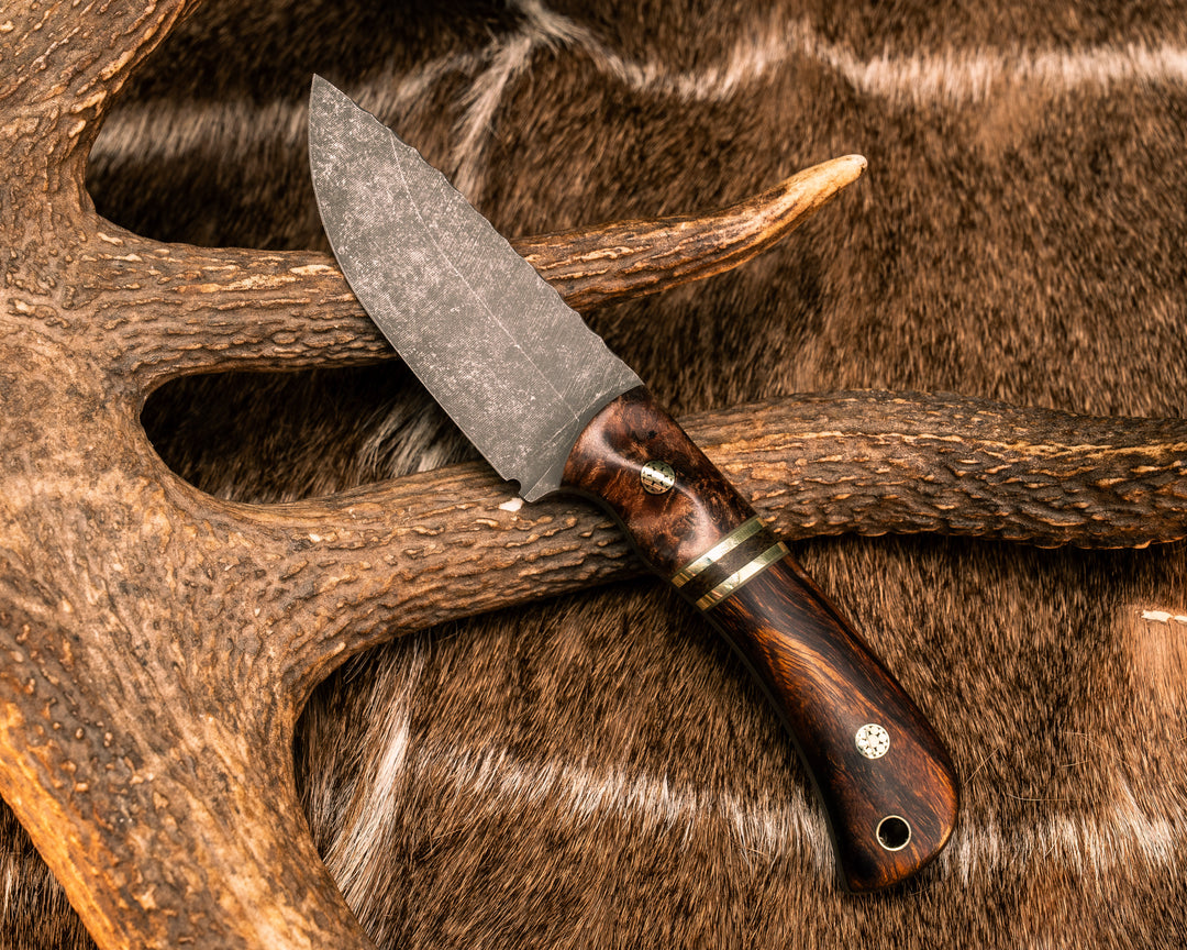 Cav Jr- Redwood, OD Green G10, Brass and Brown Canvas Micarta Split, Desert Ironwood, Mosaic Pins, Brass Lanyard Pin, Contoured Grip