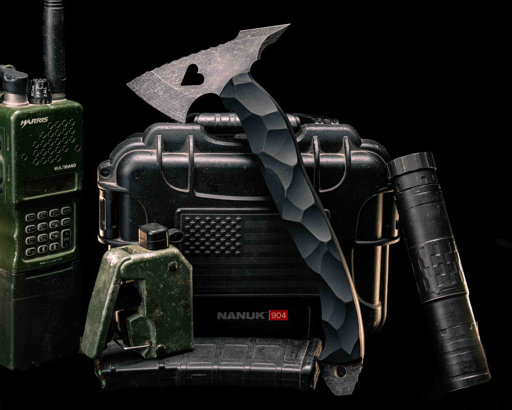 Bleeding Heart Hawk- Black G10, CF Pins, Textured Grip