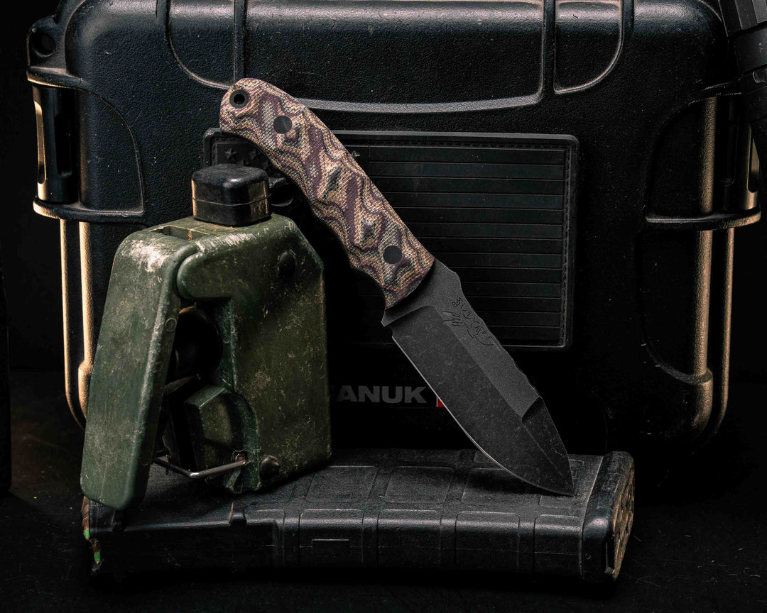 Disaster Cub Gen 3- Python Canvas Micarta, CF Pins, CF Lanyard Pin, Textured Grip