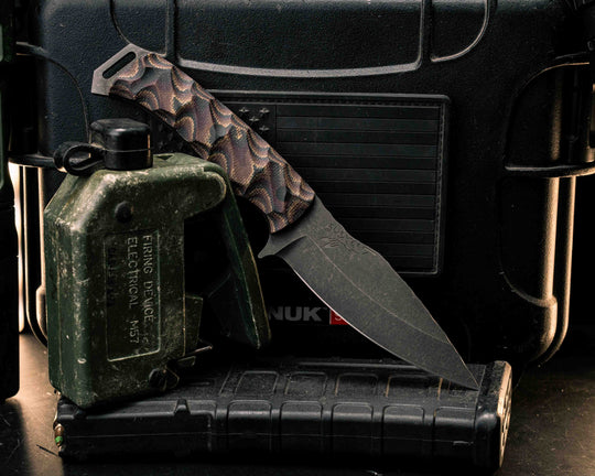 Ishi- Python Canvas Micarta, CF Pins, Textured Grip