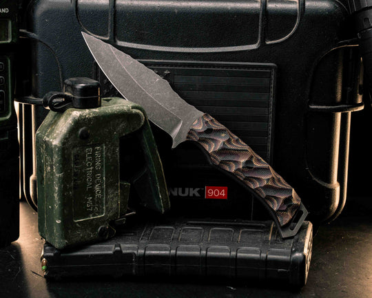 Ishi- Python Canvas Micarta, CF Pins, Textured Grip
