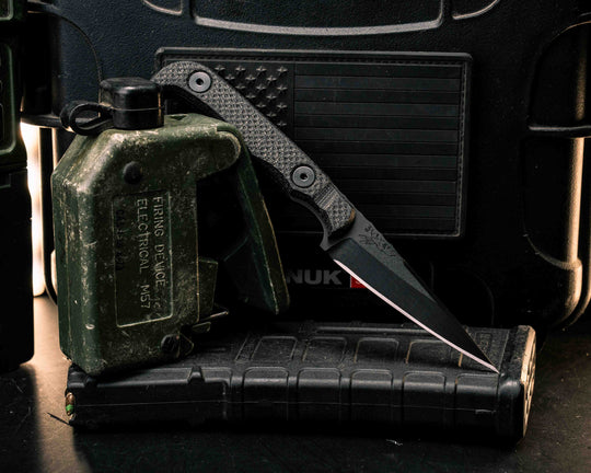 Slender Man- Black Canvas Micarta, Armor Black Cerakote, Allen Bolts, Textured Grip