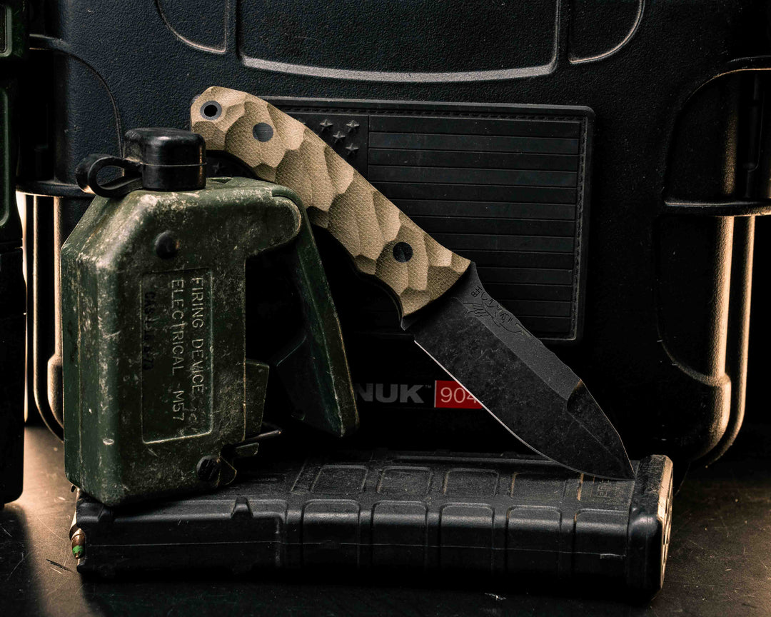 Disaster Cub Gen 3- OD Green Canvas Micarta, CF Pins, CF Lanyard Pin, Textured Grip