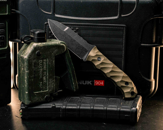 Disaster Cub Gen 3- OD Green Canvas Micarta, CF Pins, CF Lanyard Pin, Textured Grip