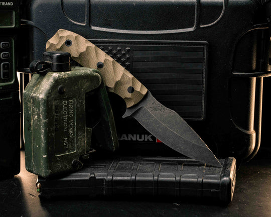 Ishi- OD Green Canvas Micarta, CF Pins, Textured Grip