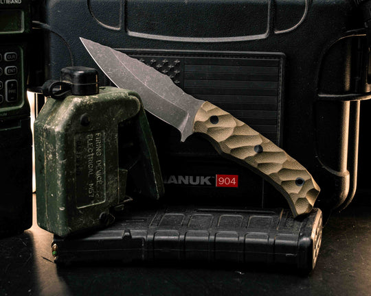Ishi- OD Green Canvas Micarta, CF Pins, Textured Grip
