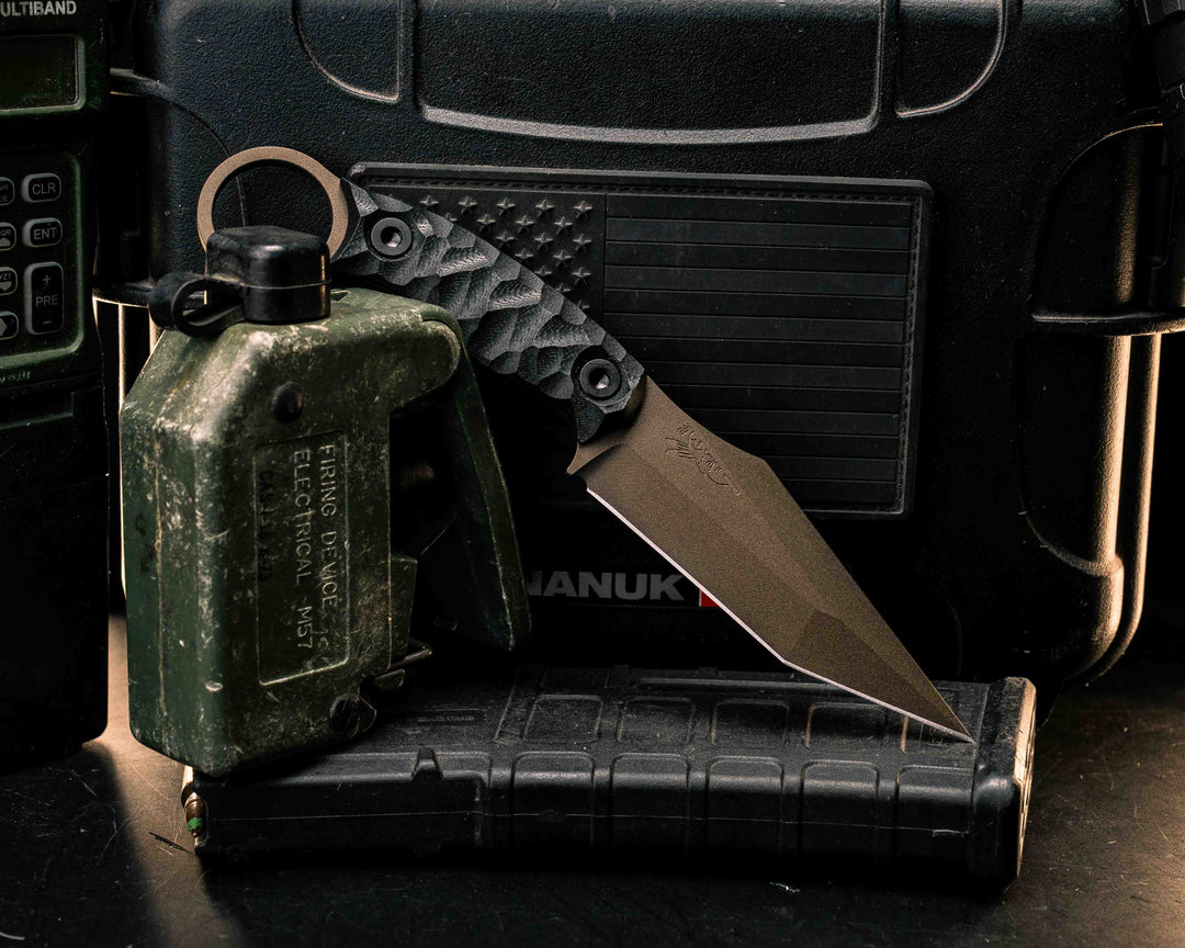 Ringed Tac Tanto- Black G10, Midnight Bronze Cerakote,  Allen Bolts, Textured Grip