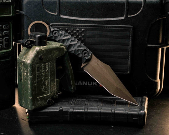 Ringed Tac Tanto- Black G10, Midnight Bronze Cerakote,  Allen Bolts, Textured Grip