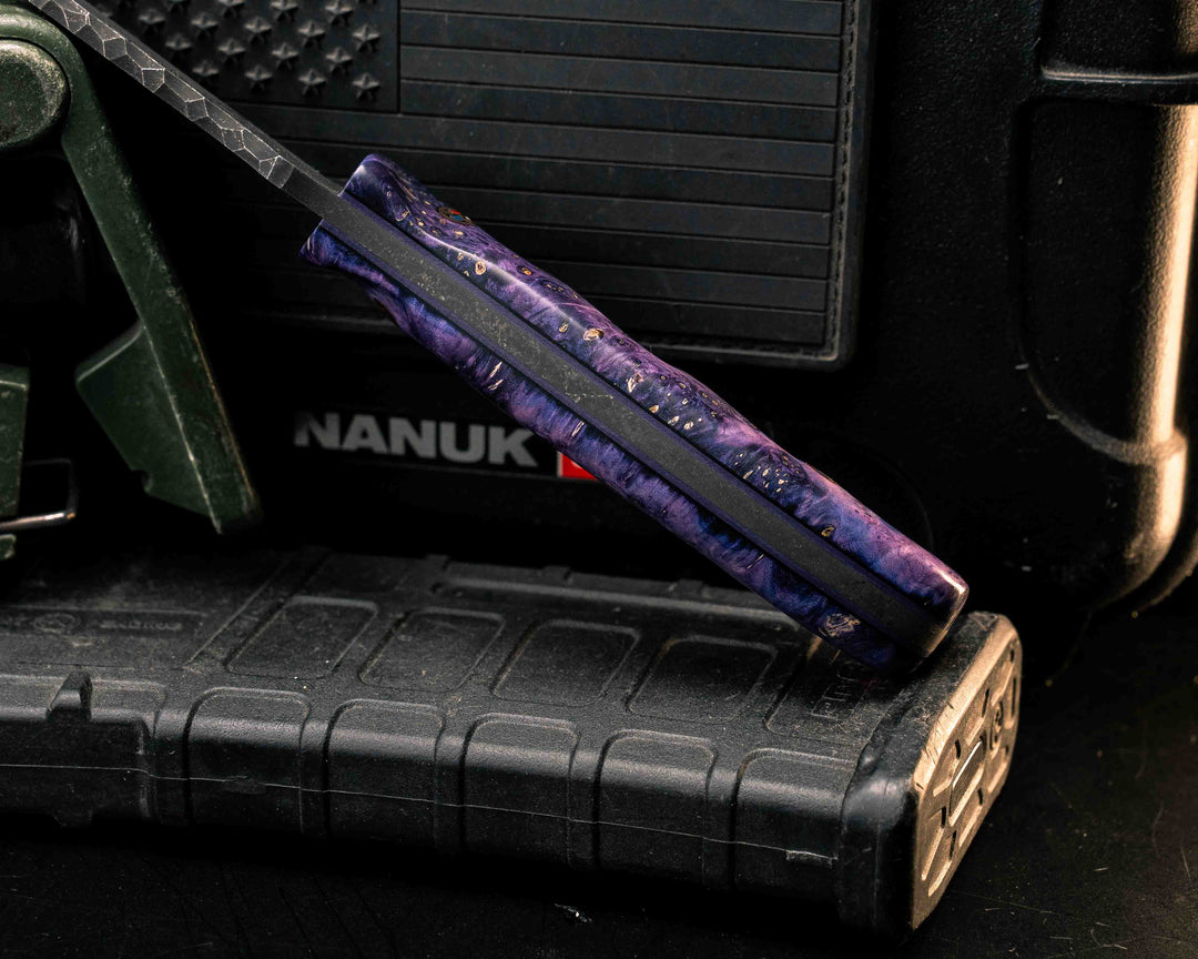 Disaster Jr Gen 3- Dyed Box Elder, Patriot Mosaic Pins, Copper Lanyard Pin, Textured Grip