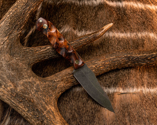 Field Knife Jr- Desert Ironwood, Mosaic Pins, Textured Grip