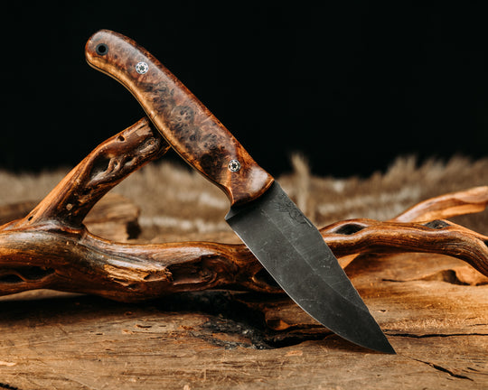 Crow Jr- Chechen Rosewood, Mosaic Pins, CF Lanyard Pin, Contoured Grip.