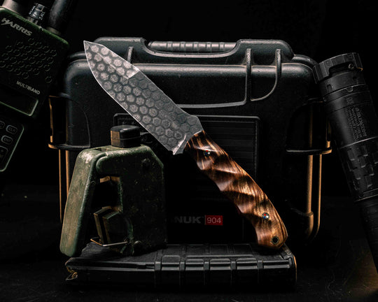 Disaster Breacher Gen 3- Hawaiian Curly Koa, Patriot Mosaic Pins, Brass Lanyard Pin, Textured Grip