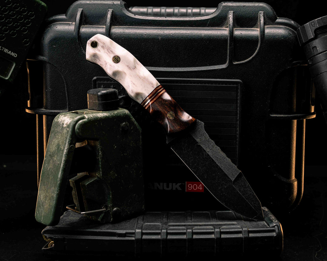 Disaster Jr Gen 3- Desert Ironwood, Black G10, Cherry G10, Brass and Copper Split, Elk Antler, Mosaic Pins, Brass Lanyard Pin, Textured Grip
