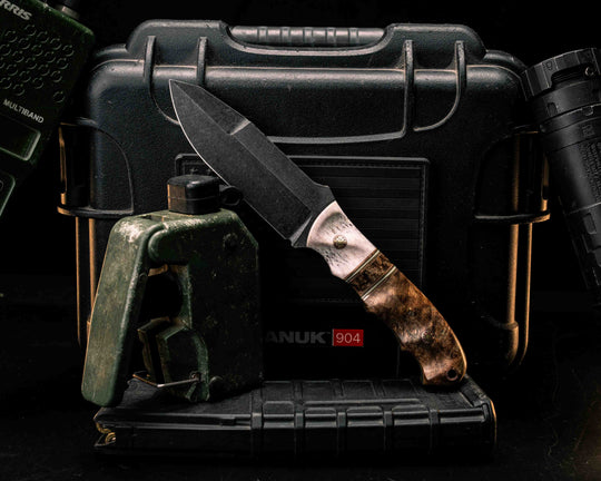 Disaster Jr Gen 3- Elk Antler, Coyote G10, Copper, OD Green G10 and White G10 Pin Striping, Chechen Caribbean Rosewood Split, Chechen Caribbean Rosewood, Mosaic Pins, Copper Lanyard Pin, Textured Grip