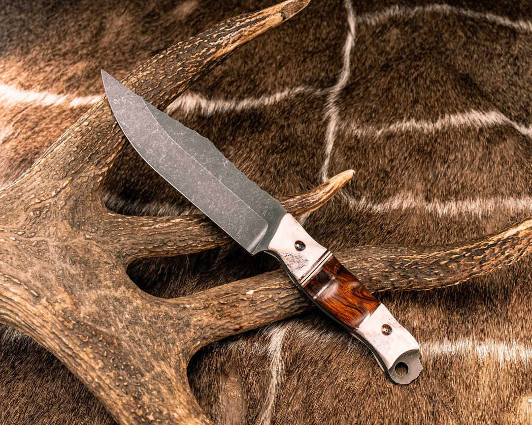 Crow Scout- Copper, White G`0 and Black G10 Pin Striping, Desert Ironwood Split, Copper Patriot Pins, Textured Grip