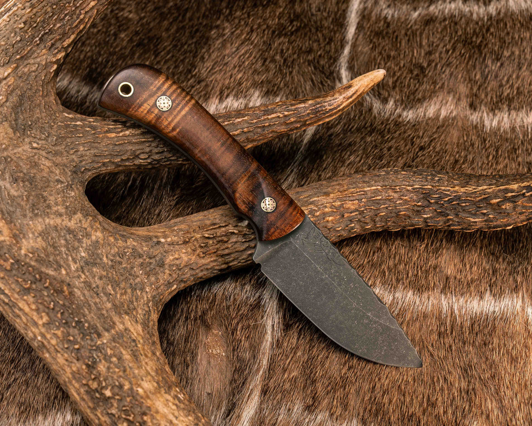Cav Jr- Hawaiian Curly Koa, Mosaic Pins, Brass Lanyard Pin, Textured Grip