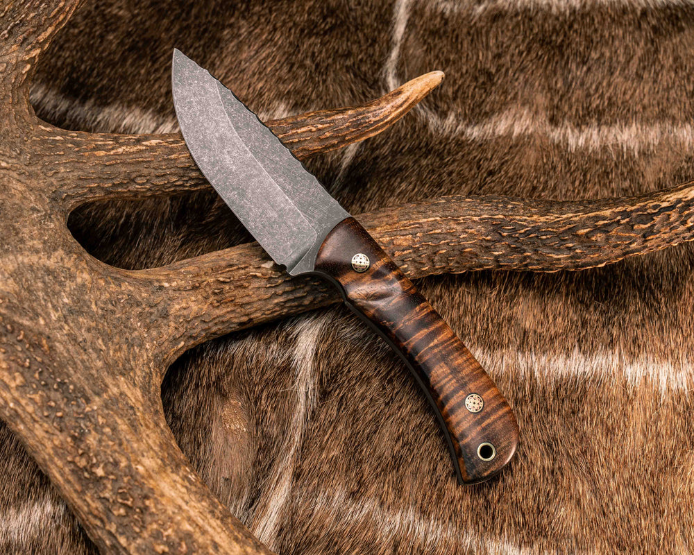 Cav Jr- Hawaiian Curly Koa, Mosaic Pins, Brass Lanyard Pin, Textured Grip