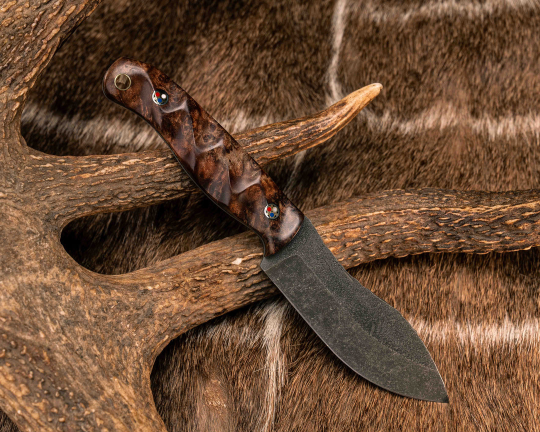 Skinner Jr- Redwood Burl, Patriot Mosaic Pins, Brass Lanyard Pin, Textured Grip