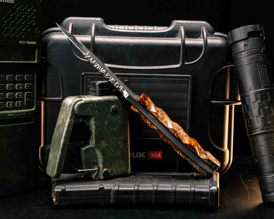 Disaster Breacher Gen 3- Lion'd Blood Amboyna, Copper Patriot Mosaic Pins, Copper Lanyard Pin, Textured Grip
