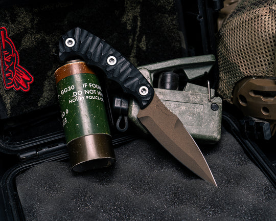 4"  HUMINT- Black G10, Midnight Bronze Cerakote, Ti Allen Bolts, Textured Grip