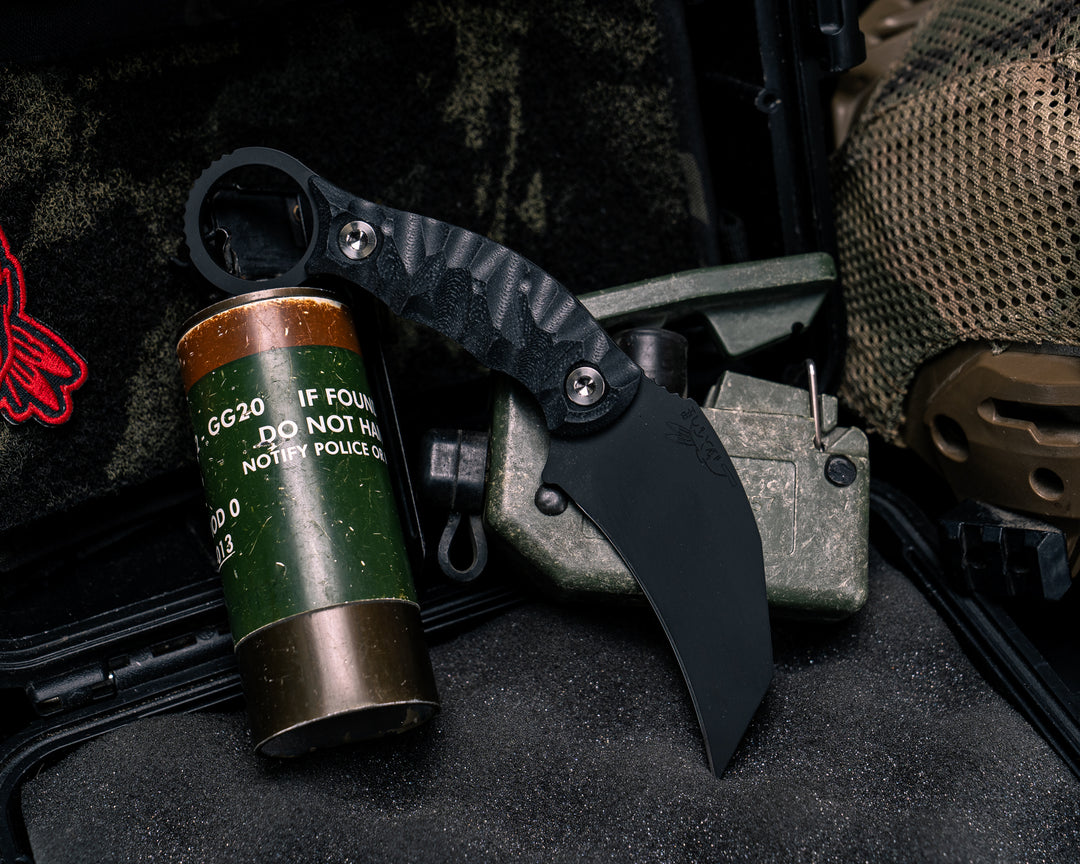 Karambito- Black G10, Armor Black Cerakote, Ti Allen Bolts, Textured Grip