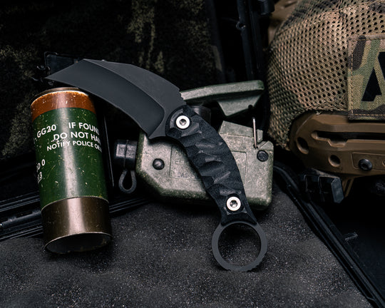 Karambito- Black G10, Armor Black Cerakote, Ti Allen Bolts, Textured Grip