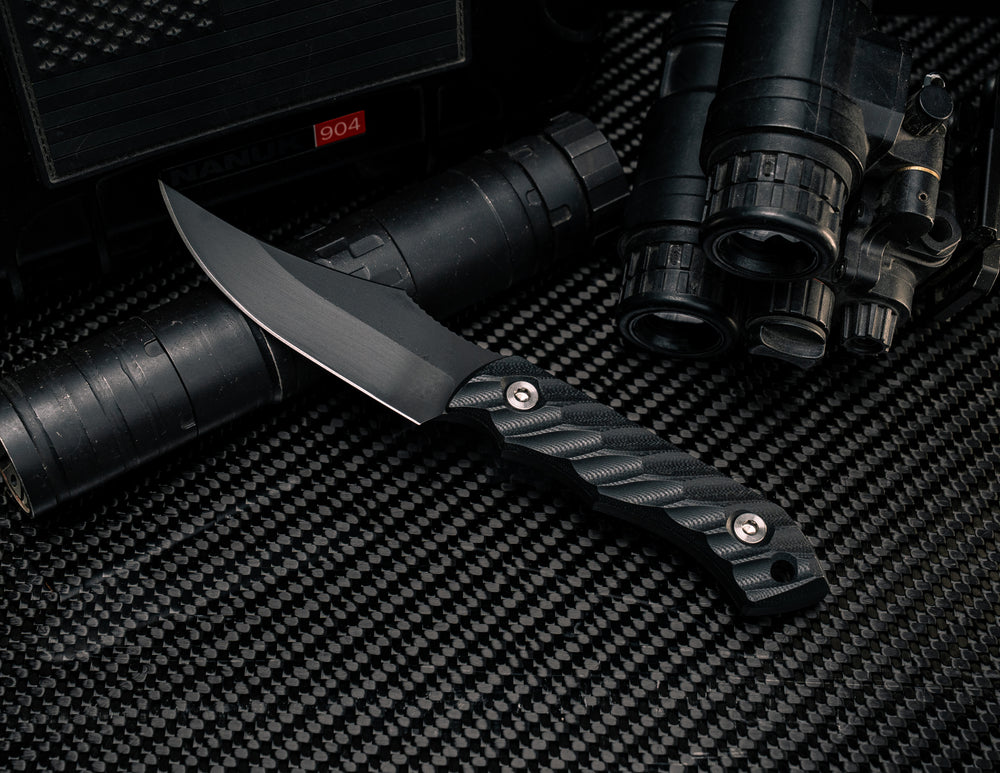 Red Cloud- Black G10, Armor Black Cerakote, Allen Bolts, Iron Grip