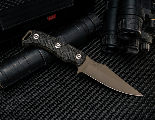 Tosahwi - Black Burlap Micarta, FDE Cerakote, Ti Allen Bolts, Iron Grip