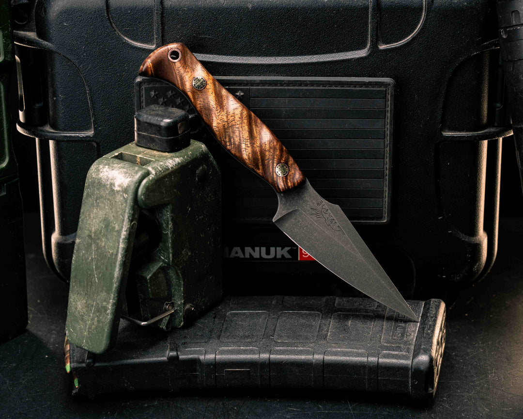 Gulo Gulo- Hawiian Curly Koa, Mosaic Pins, Copper Lanyard Pin, Textured Grip