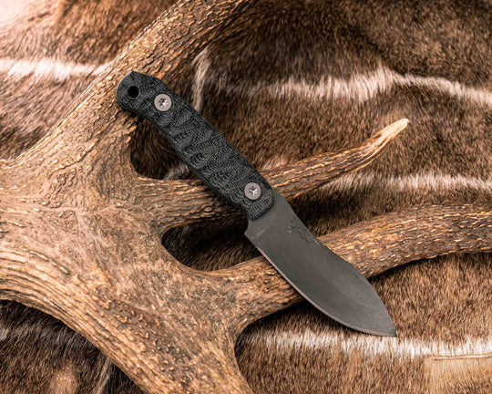 Skinner Jr- Black Canvas Micarta, Ti Torx Bolts, Textured Grip