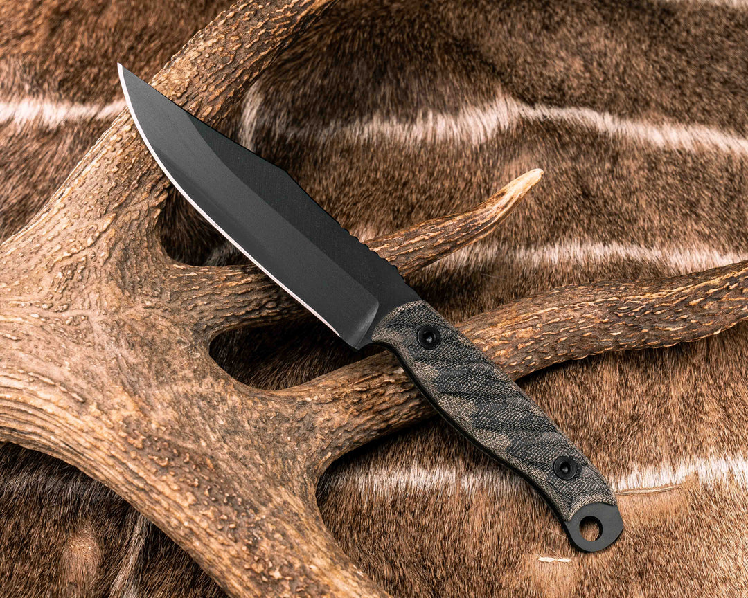 Crow Scout - OD Green/Black Canvas Micarta, Armor Black Cerakote, Allen Bolts, Textured Grip