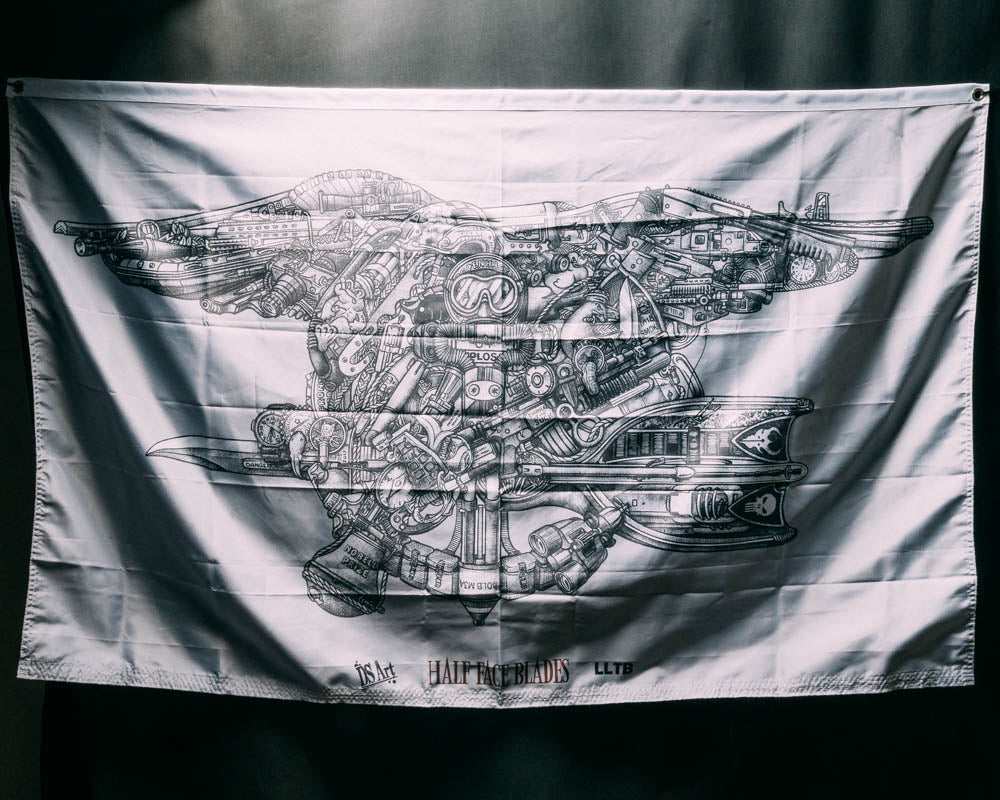 Navy SEAL Trident art flag, Art by Don Stewart.