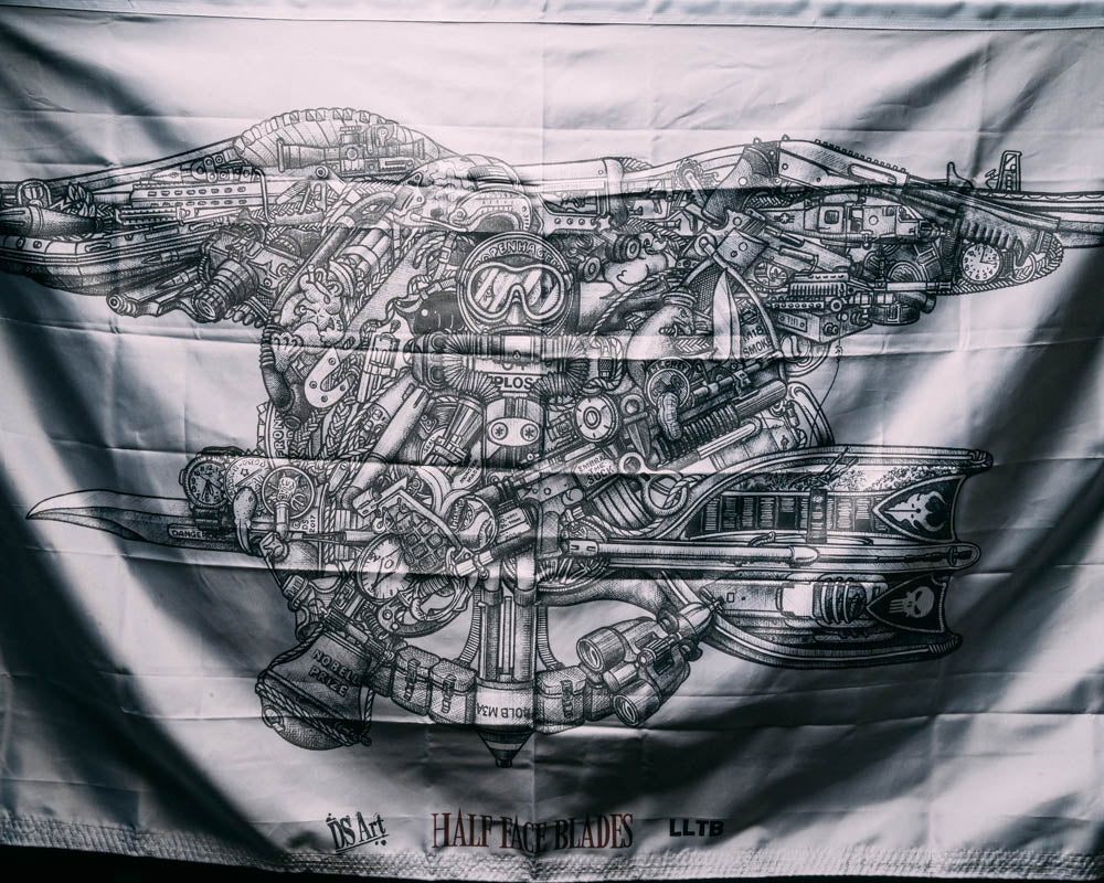 Navy SEAL Trident art flag, Art by Don Stewart.