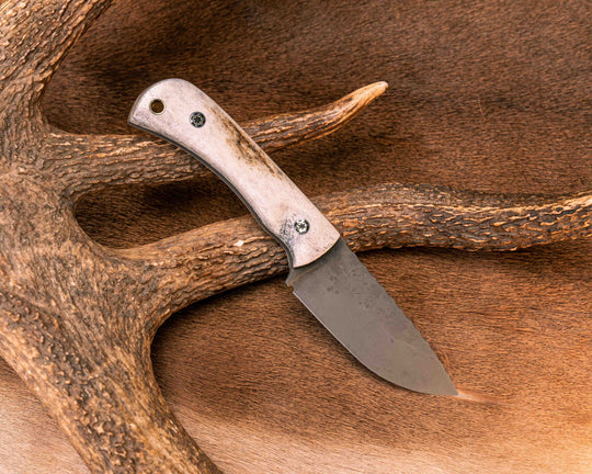 Cav Jr - Elk Antler, Mosaic Pins, Brass Lanyard Pin, Textured Grip