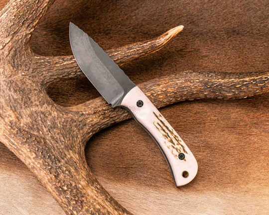 Cav Jr - Elk Antler, Mosaic Pins, Brass Lanyard Pin, Textured Grip