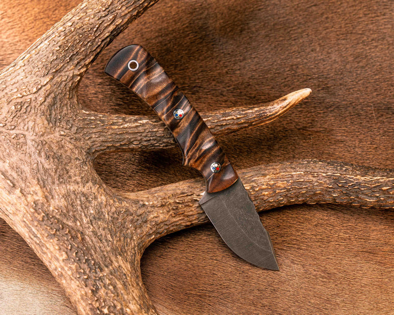Beef Harpoon- Hawaiian Curly Koa, Patriot Mosaic Pins, Brass Lanyard Pin, Textured Grip